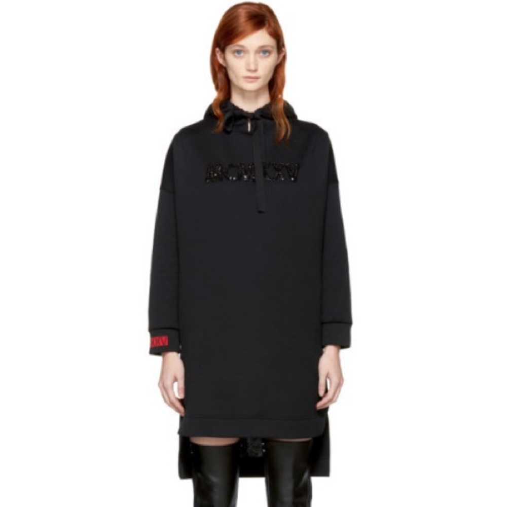 Fendi Black Embellished MCMXXV High-Low Hoodie